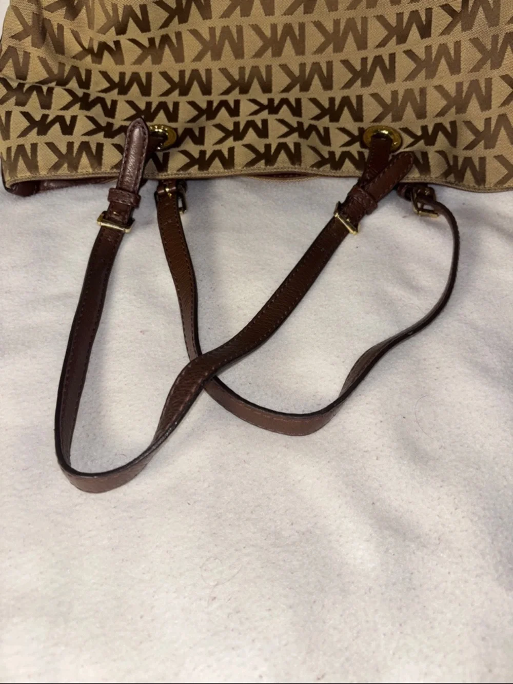 Michael Kors Brown and Tan MK Logo Tote
